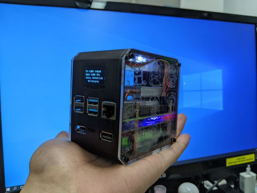 Raspberry pi 4B desktop case with ups