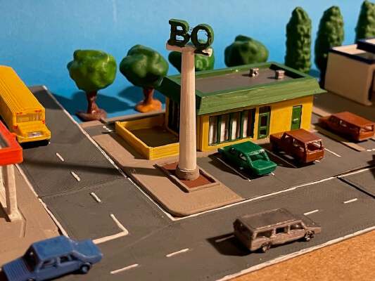 Drive in restaurant modern (z-scale) | 3d print model