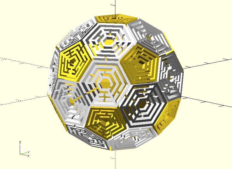 Maze soccer polyhedron