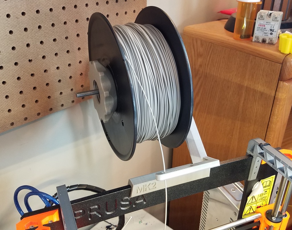 REmixed Prusa MK2 Threaded Bearing Spool holder w_filament guide