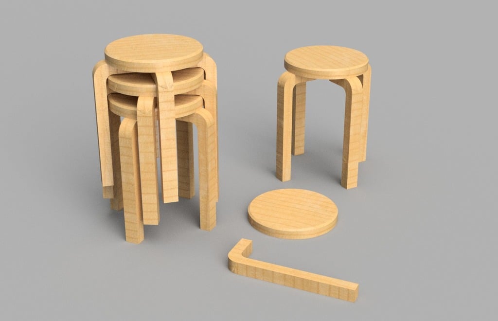 Artek Alvar Aalto Stool E60 1:12 for doll house