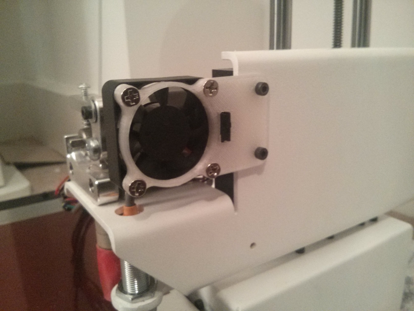 Extended Printrbot Simple Metal extruder fan mount with switch