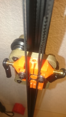 Kossel Carriage, integrated belt clip and screw for endstop | 3d print model