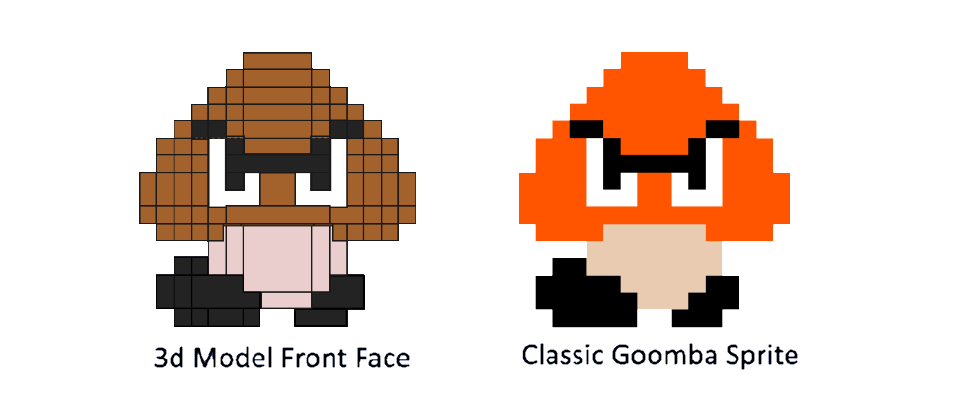 Classic 8Bit Goomba - Piece Together | 3d print model