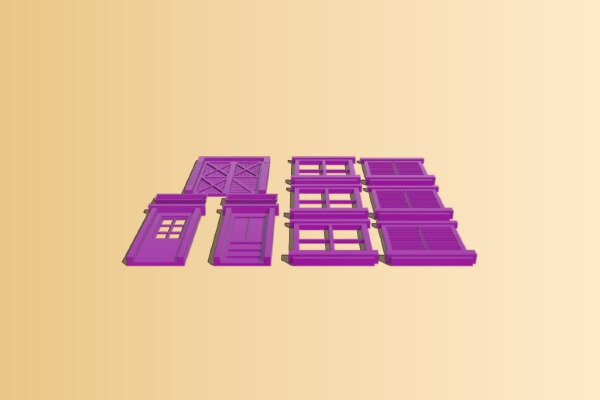 Scale Model Building Door and Windows Set.2 | 3d print model