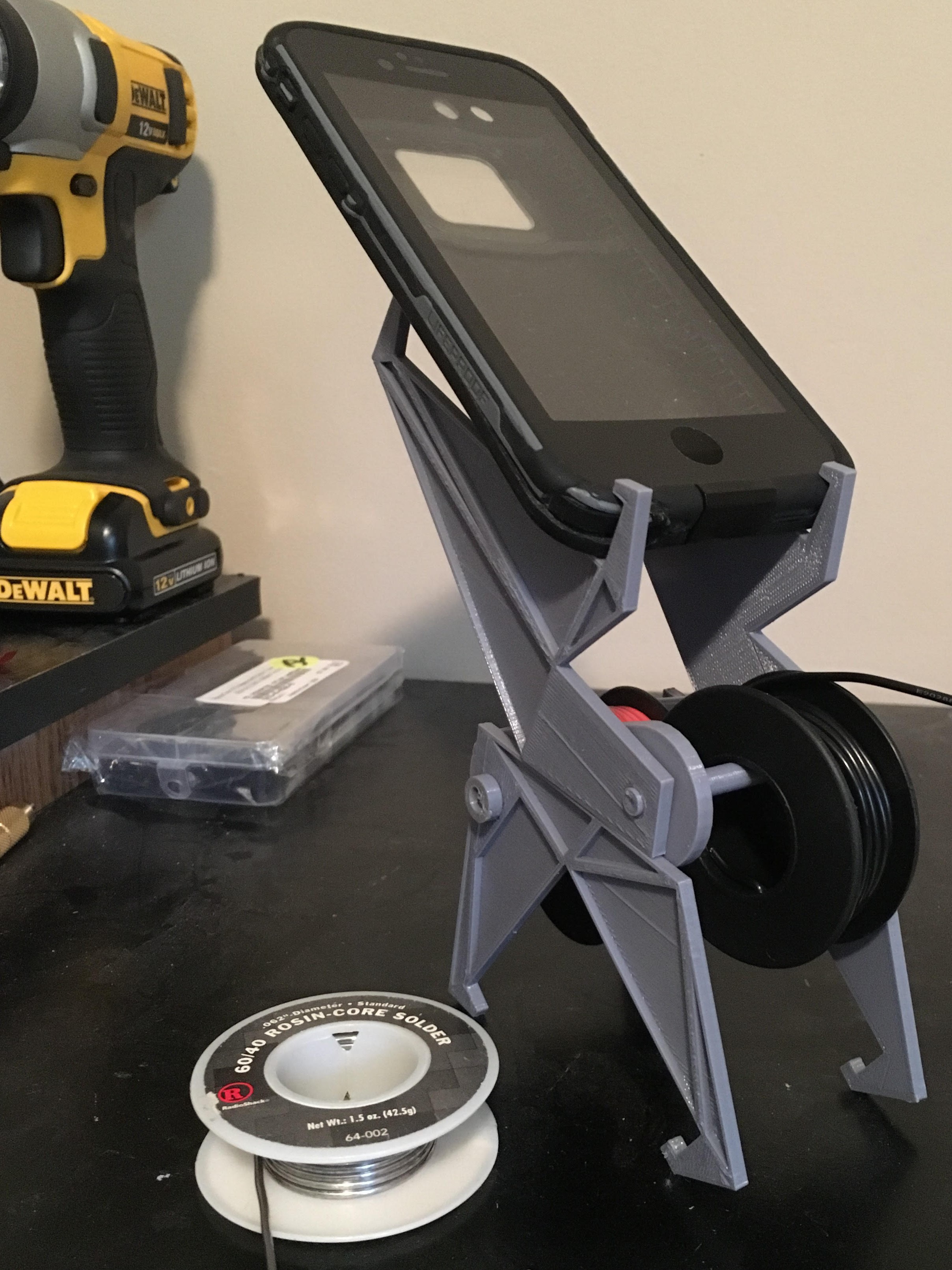 Multifunctional Modular Phone Stand and Solder_Wire Spool Holder