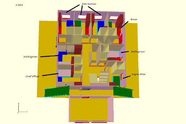Toys for boys-ships_ 5 decks superstructure with cabins, furniture,ext_equipment- OpenSCAD CSV | 3d print model