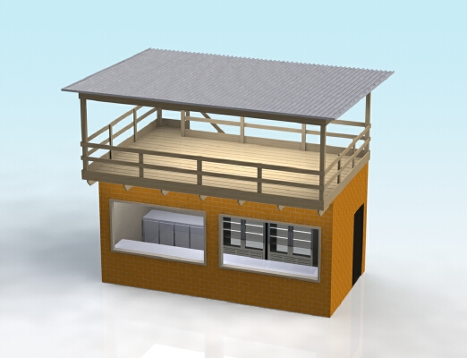 1:32 SCALE FACE-BRICK BUILDING WITH ROOF DECK | 3d print model