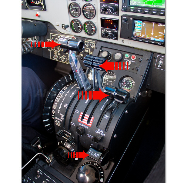 pedestal knob - speed, prop, condition, flap - beechcraft b200