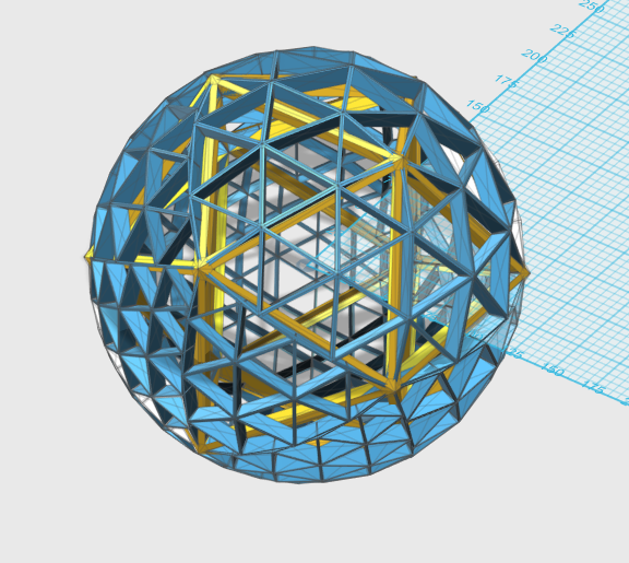 Icosahedron Inscribed Inside Complex Geodesic Sphere