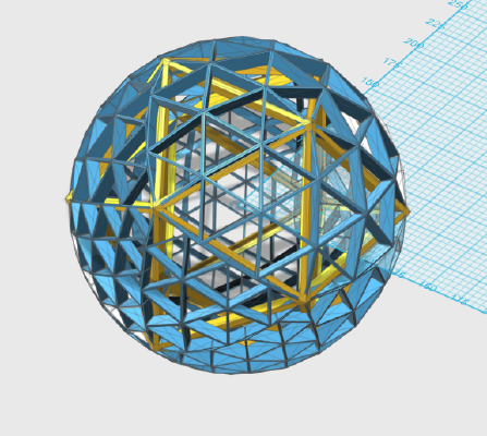 Icosahedron Inscribed Inside Complex Geodesic Sphere | 3d print model