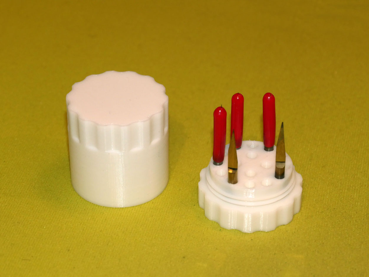 Container for desktop CNC V engraving bits
