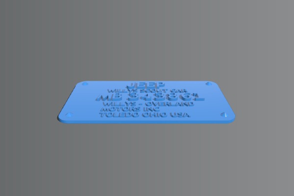 Willys JEEP Frame Plate | 3d print model