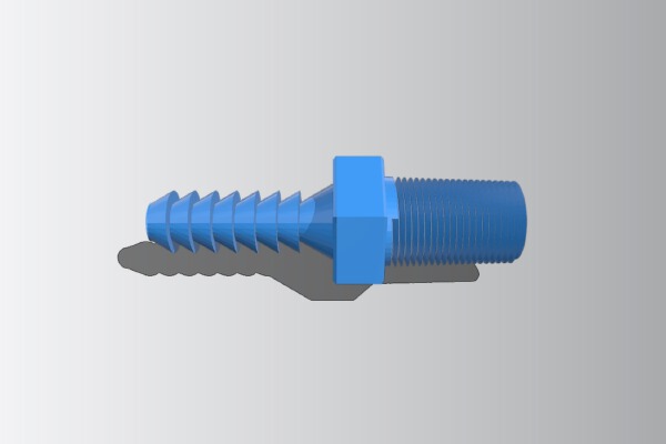 variant of http:__www.thingiverse.com_thing:103318 with 1_8 barb connection to fit poly pipe. | 3d print model