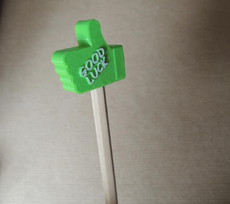 Thumbs up pencil top - 'good luck' | 3d print model