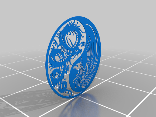 Yin Yang with a Phoenix and Dragon | 3d print model