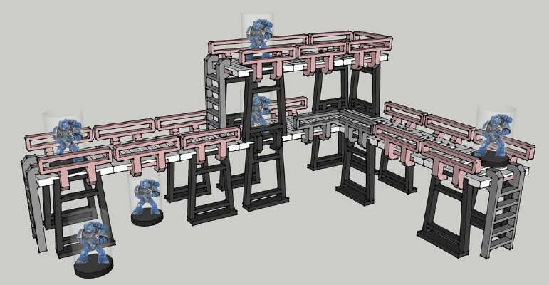 28mm tabletop gaming industrial gantry terrain | 3d print model