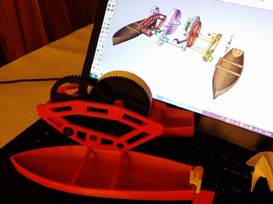 Spring propelled Catamaran | 3d print model