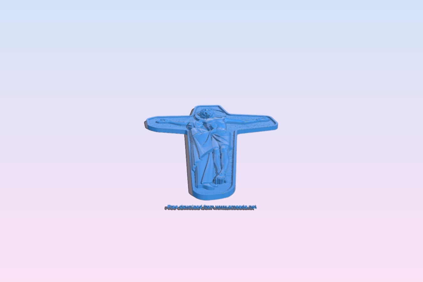 Cross with Jesus and Virgin Mary with chalice