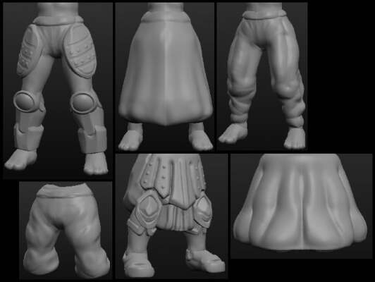 Sculptris OBJ Bits: Fantasy Pants and Skirts | 3d print model