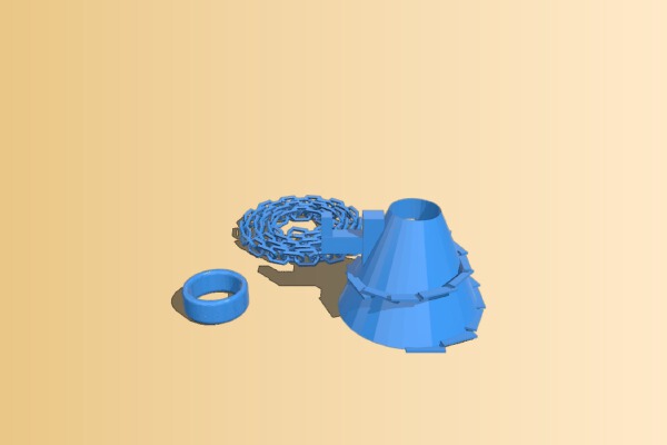 Mount Doom and Power Ring with chain | 3d print model