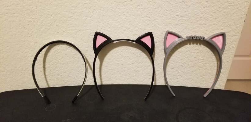 Wearable Cat Ears Hair Band - rigid and flexible options | 3d print model