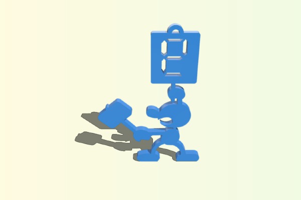 Mr Game & Watch #9 Hammer Keychain | 3d print model