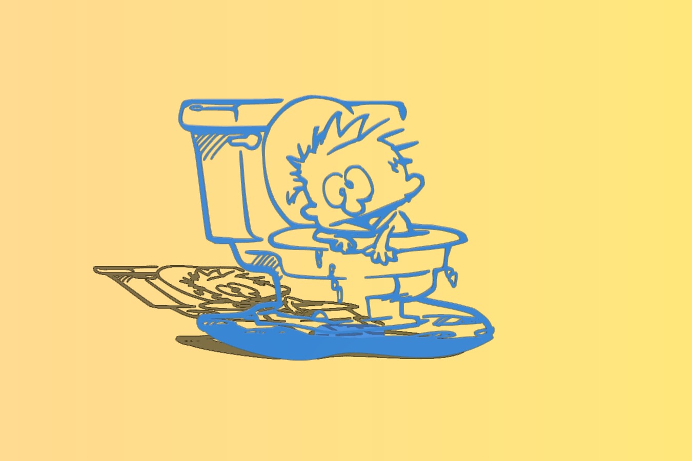 a silhouette of Calvin taking a bath