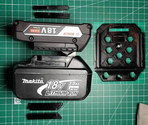 battery holder Bosch professional and Makita 18V wall mount | 3d print model