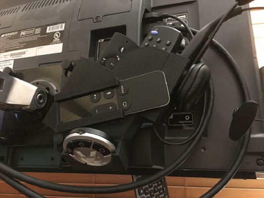 Monitor bracket remote holder and headset charger | 3d print model