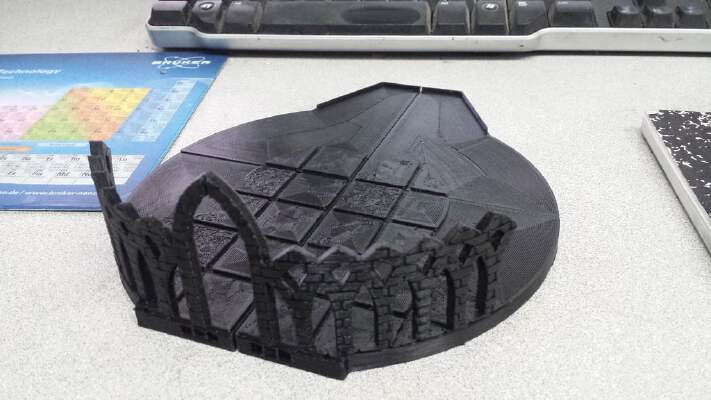 3-path dice tower base with openlock dungeon tile texture | 3d print model