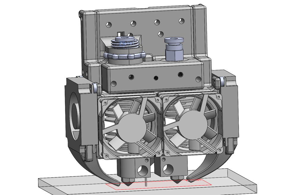 New Dual head extruder including height sensor and head adjustment height