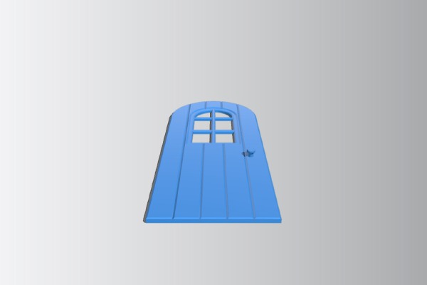 Door with a round top and a window | 3d print model