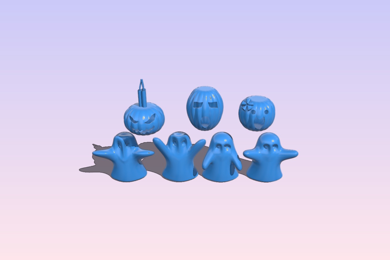Halloween Ghosts and Pumpkins Set