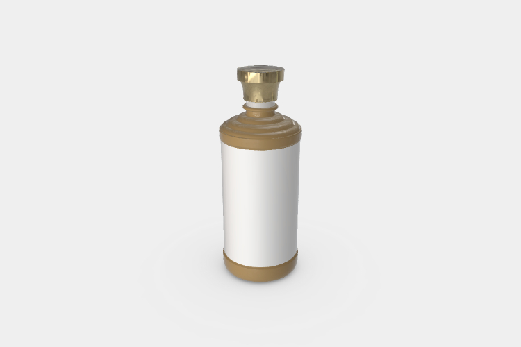 Alcohol Bottle with Gold Lid Mockup