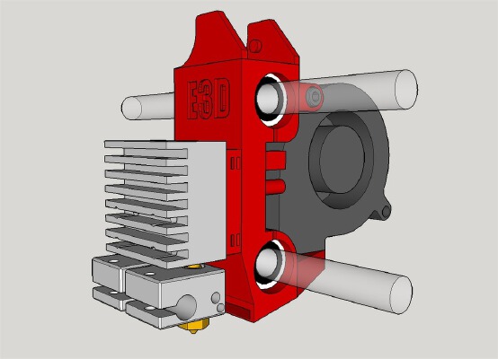 The WhistleBlower - Prusa i3 X Carriage for E3D Chimera with built-in layer fan | 3d print model