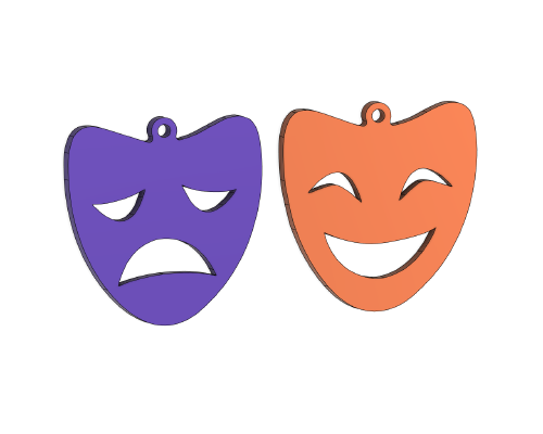 Theatre Mask earrings pendant | 3d print model
