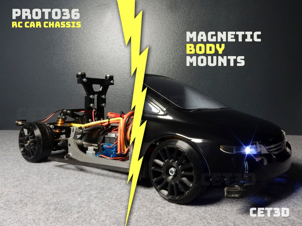 MAGNETIC BODY MOUNTS for PROTO36 RC Car Chassis