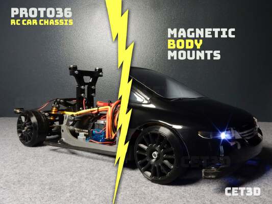 MAGNETIC BODY MOUNTS for PROTO36 RC Car Chassis | 3d print model