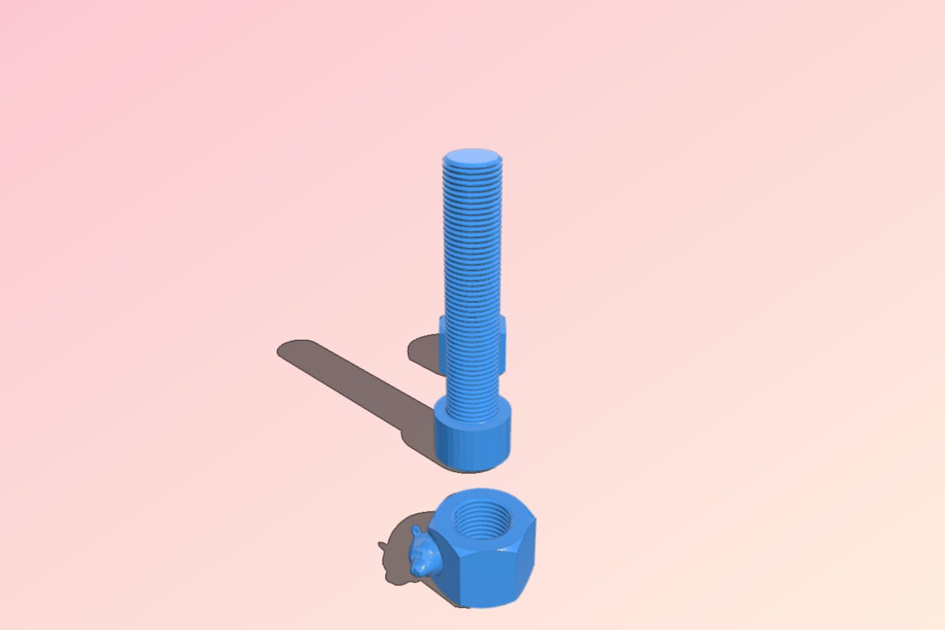 Nut and Bolt test 1_2-20 2.5 inches long, bear inserted on nut with Mshmixer.