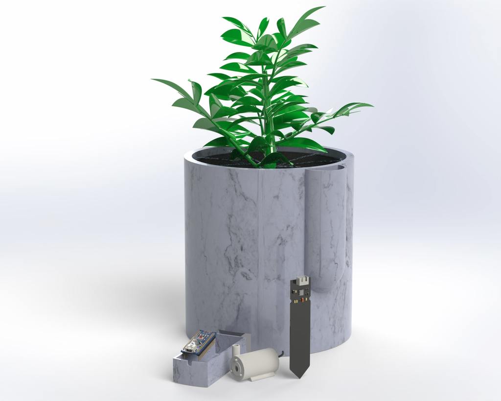 Self watering plant pot with moisture measurement