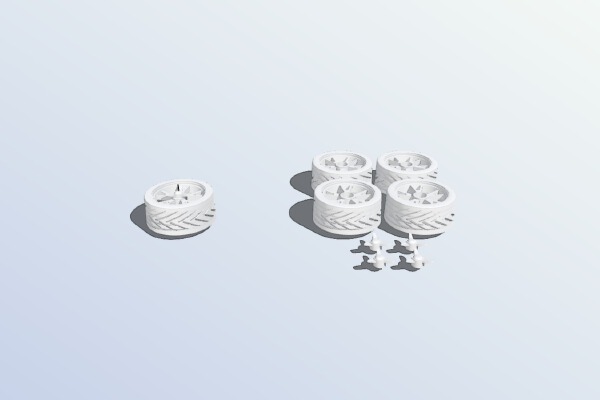 Wheel replacements for diecast cars. With spinoff hub. | 3d print model