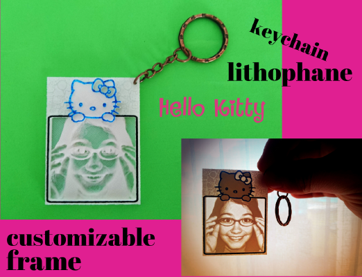 HELLO KITTY customizable frame lithophane | 3d print model