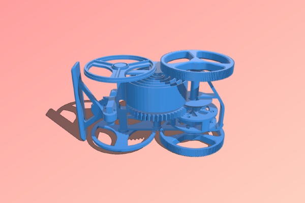 Printed Windup Car, No Assembly Required, for 3D Systems PJ4500 Printer | 3d print model