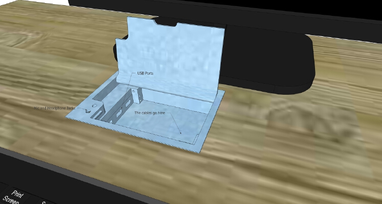 In desk USB Box (Mouse-Keyboard cable management system) | 3d print model