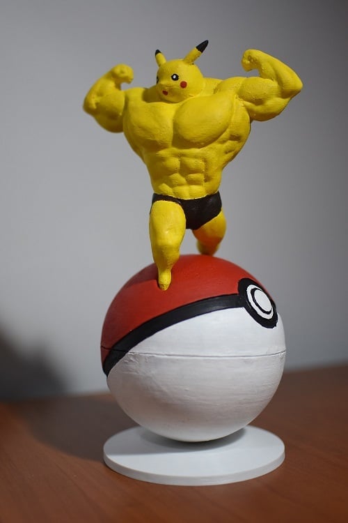 Magnetic Pokeball Stand for Ultra Swole Pikachu