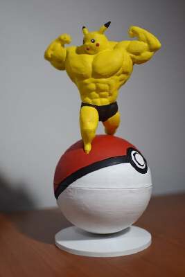 Magnetic Pokeball Stand for Ultra Swole Pikachu | 3d print model