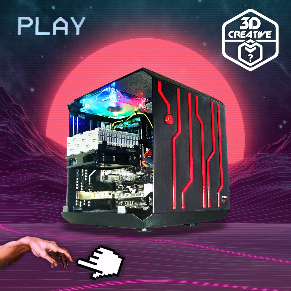 Square PC Case Tron Vaporwave