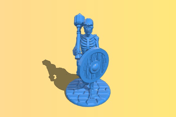 Living Bones with Mace and Shield | 3d print model