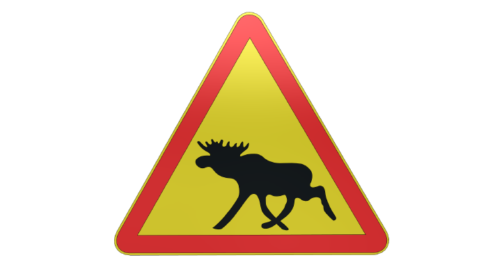 swedish elk_moose warning sign | 3d print model